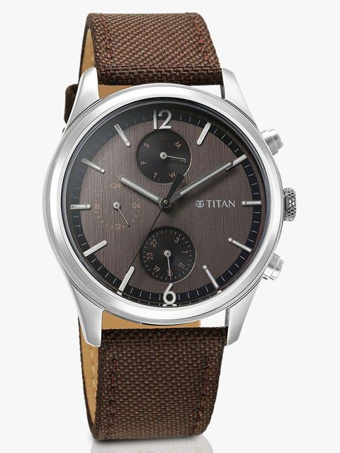 Titan Wrist Wit Multifunction Brown Dial Brown Leather Strap Watch - Image 5