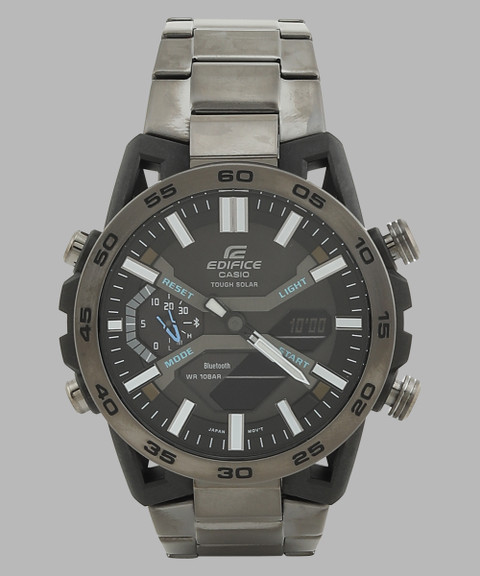CASIO ECB-2000DC-1ADF Edifice Black Dial Gray Ip Stainless Steel Band  Analog-Digital Watch For Men