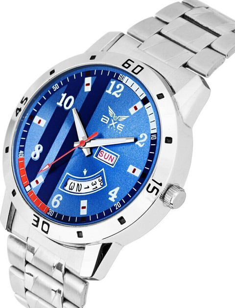 AXE Style XDD-7031 Blue Day & Date Steel Chain Watch & Branded