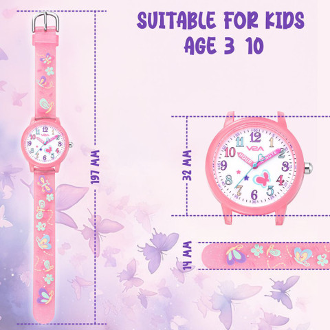 V2A Kids 3D Print Digital Watch for Girls Aged 3-10 Years Kids watches for  Girls JN-86628-Pink Analog Watch For Girls