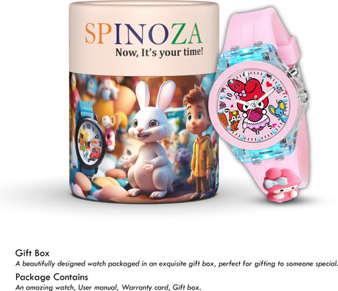 SPINOZA Pink teddy Kids cartoon analog silicone strap Pink watch for girls  Analog Watch For Girls