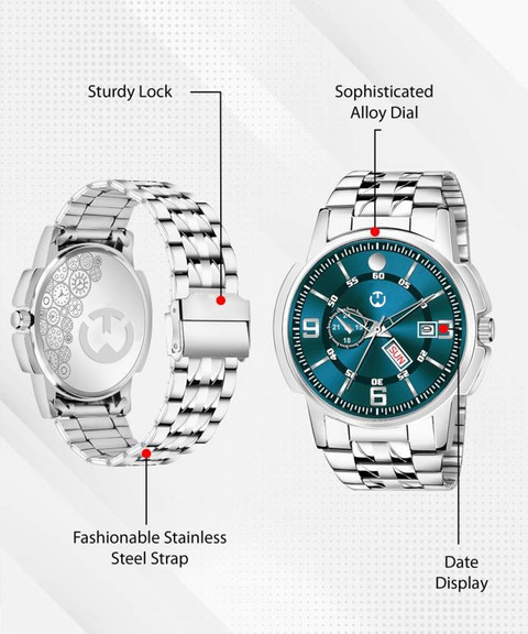 WIZARD TIMES EH-226-GREEN Men's Watch Silver Stainless Steel Chain