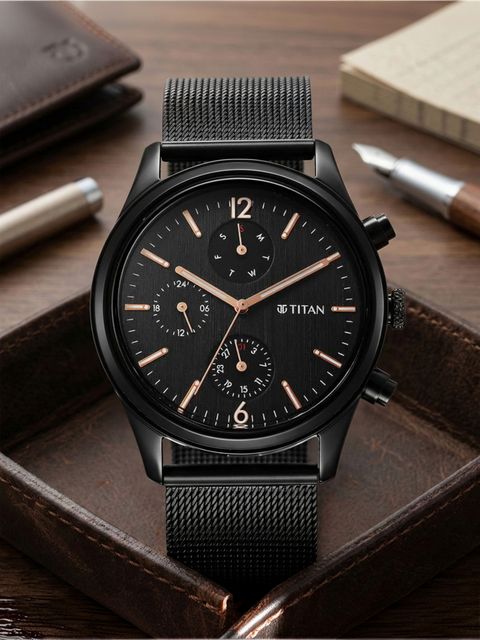 Titan Titan Neo Black & Gold Multifunction Black Dial Black SS