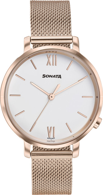 Sonata Rose Gold Mesh Strap Ladies Watch SONATA Elegent Essentials