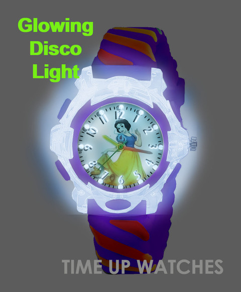 Time Up Cartoon Design New Arrival Glowing Light Cartoon Dial Rainbow Strap  3-10 years Small Kids Analog Watch For Girls - Main Image