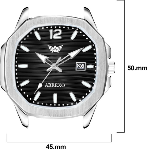ABREXO Abx6600-SLV BK Vintage-Law Date Working Square Black Dial