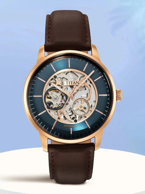 Titan Mechanical Quartz Green Round Dial Analog Watch For Men