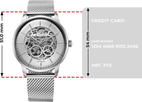 Titan Automatic Silver Dial Silver Metal Strap Analog Watch - For Men 90195SM02 - Image 8