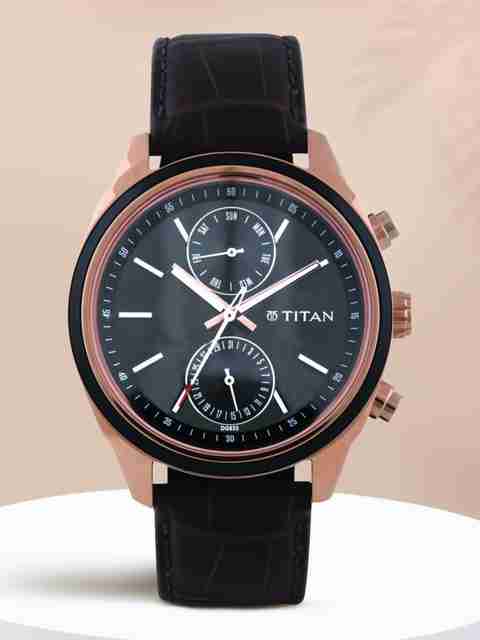 てっさん Titan Titan Workwear Multifunction Black Dial Brown LeatherStrap