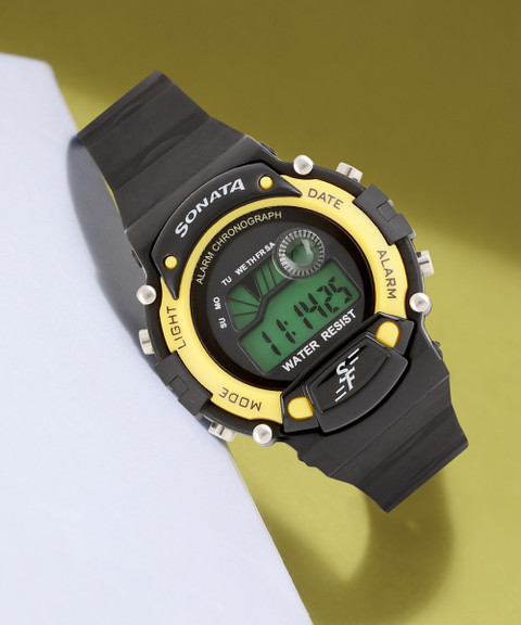 SONATA SF Digital Black Plastic Strap Digital Watch - For Men