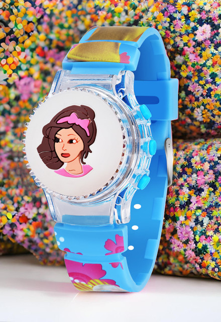 Shocknshop Kids Rotating LED Beautiful Dazzling Doll with Moveable Top  Cover Digital Watch For Girls