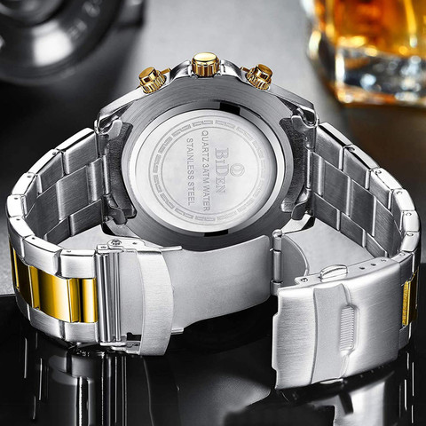 Stainless Steel Biden Quartz Watch BiDen 0163 Men's Silver