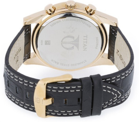 RTrt Titan Quartz Multifunction Silver Dial Leather Strap Watch for Men