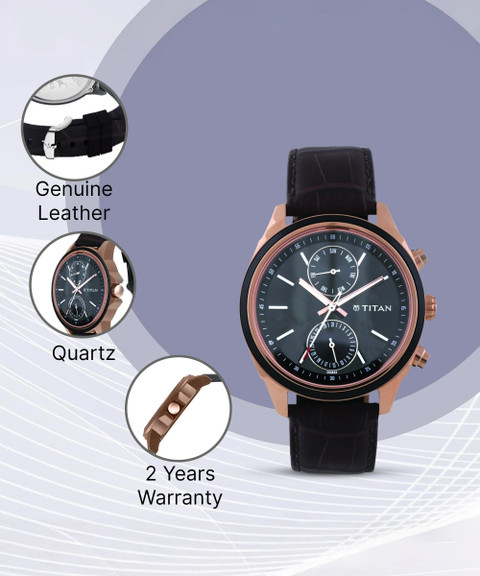 Titan Titan Workwear Multifunction Black Dial Brown LeatherStrap