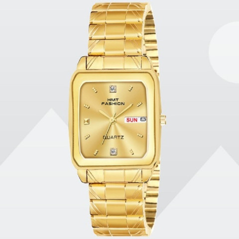 Hmt Fashion Golden Date Display Dial Quartz Movement Watch For Men - Main Image