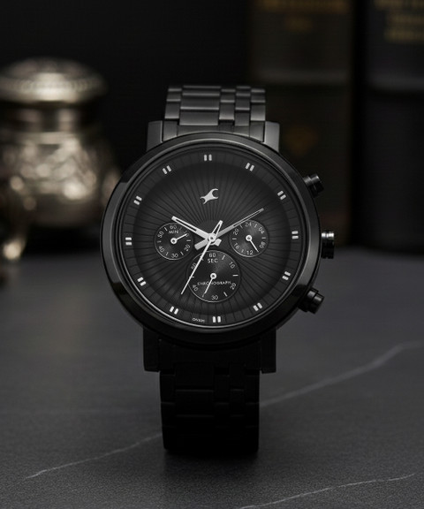 CRONOS BLACK SIDE LINE BRAKER【BLACK】 Fastrack Fastrack Chrono Fastrack Kronos Chronograph Black Dial