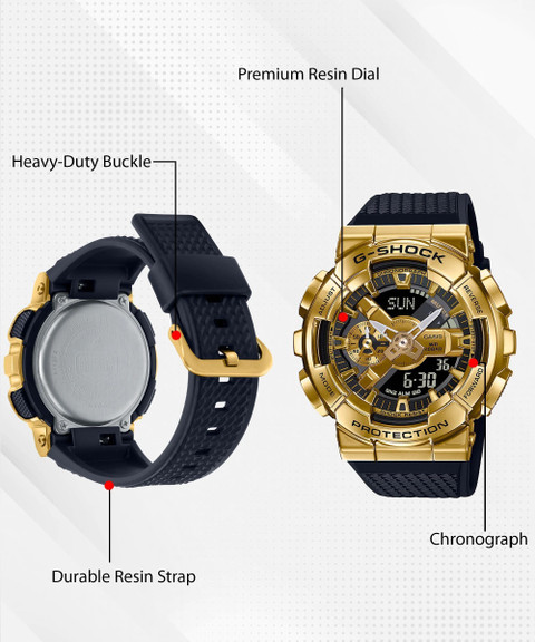 CASIO GM-110G-1A9DR G-SHOCK Gold Ip Dial Black Resin Strap Analog