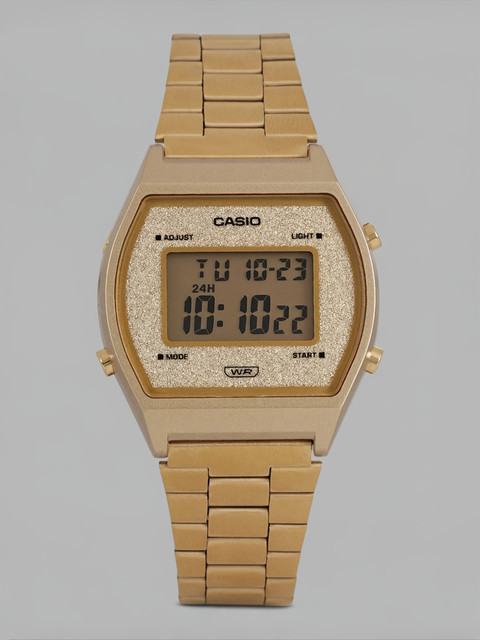 CASIO B640WGG-9DF Vintage Gold Dial Stainless Steel Band Digital Watch  For Men Women
