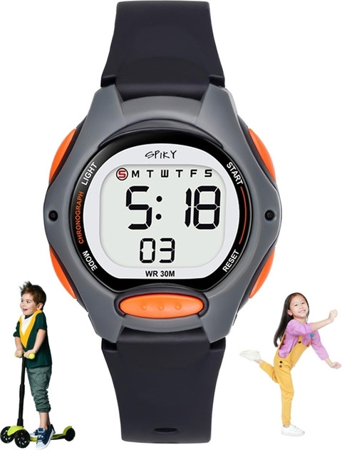 Spiky Spiky Luminous Digital Watch for Kids Boys Girls |3-14 years of Age  Spiky Luminous Black Round Watch for Kids Digital Watch For Boys Girls