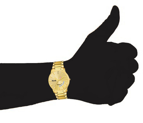 hrnt G9046 Analogue Golden Hands Watch Water Resistant Gold