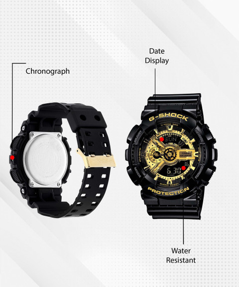 CASIO GA-110GB-1ADR G-SHOCK GA-110GB-1ADR Black-Gold Dial Resin Strap  Analog-Digital Watch For Men - Main Image
