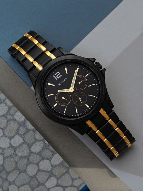 Titan 1698KM02 Neo Black Gold Analog Watch For Men Buy Titan