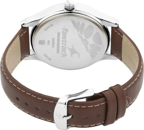 Fastrack 3240SL02 Fastrack With Date Black Dial Brown LeatherStrap ...