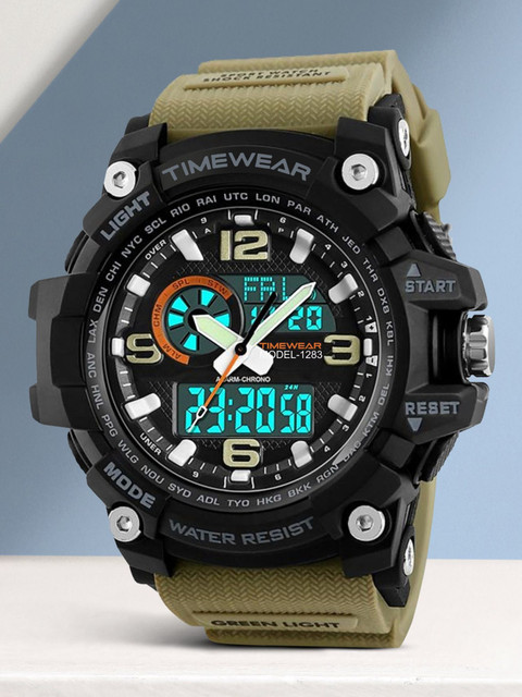 TIMEWEAR 1283KHAKITW Black Dial Khaki Silicone Strap Sports Analog-Digital  Watch For Men