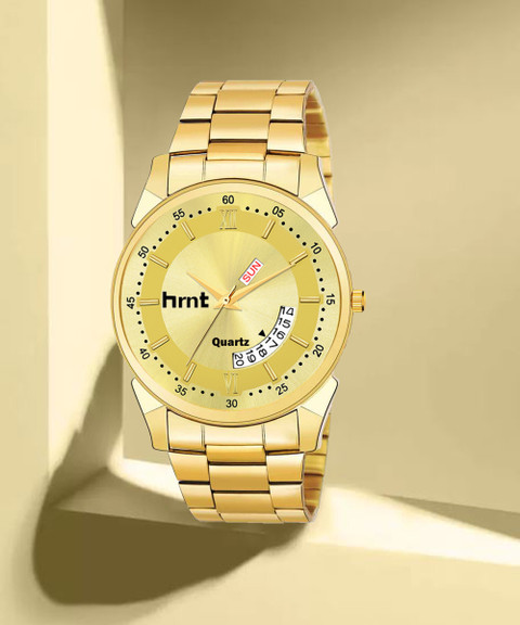 hrnt G9042 Original Golden Day&Date Wrist Company Boys Men Watch and  Branded Chain Watch Analog Watch For Men