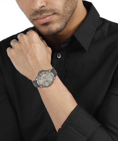 LIMESTONE Gun Metal Grey Day and Date Functioning Mesh Strap