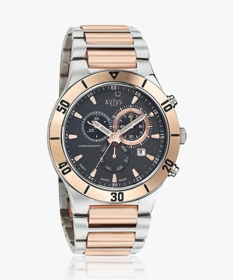 XYLYS Xylys SwiSS Chronograph Black Dial Silver & Rose Gold SS