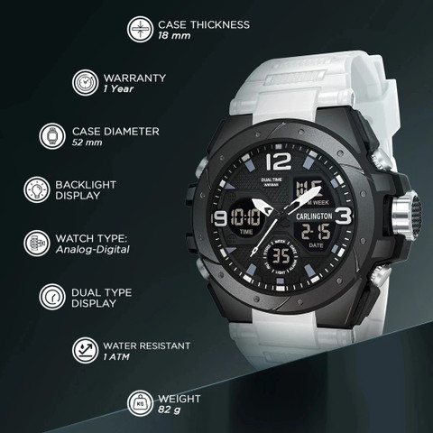 Carlington Endurance 9105 White Endurance Series Analog-Digital