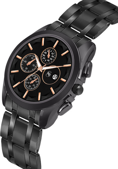 Shocknshop Analog Day Display Stainless Steel Black Chain Analog