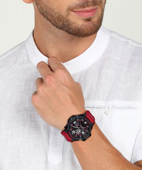 CASIO GA-1000-4BDR G-SHOCK GA-1000-4BDR Black-Red Dial Red Resin Strap  Analog-Digital Watch For Men