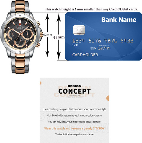 NAVIFORCE 9196 Rosegold & silver steel strap with working NAVIFORCE 9196 Rosegold & silver steel strap with working