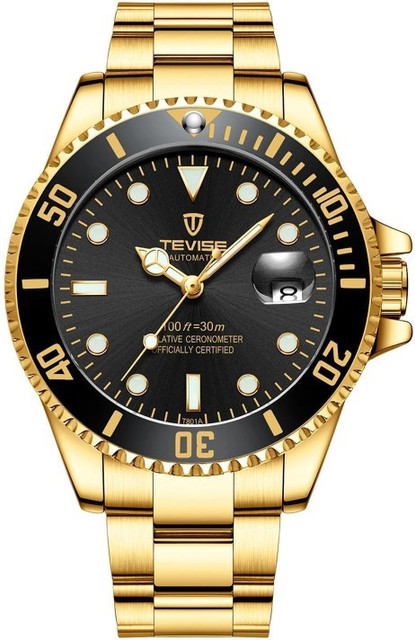 Tevise Automatic Mechanical Chain Golden Wrist Watch For Men Gold