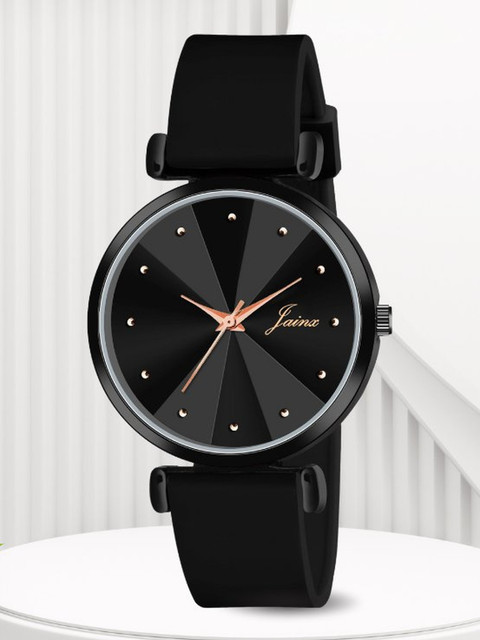 JAINX Black Silicone Band Analog Watch For Women