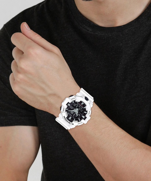 CASIO GA-700-7ADR G-SHOCK GA-700-7ADR Black Dial White Resin Strap