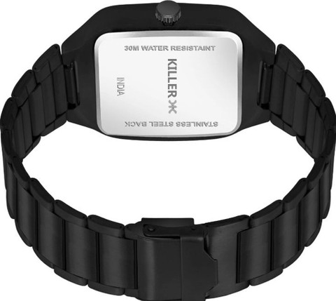 【堕瑠魔】助手席フラット【ブラックレザー】 KILLER KLR-8405 Premium Quality Square Black Dial and Stainless