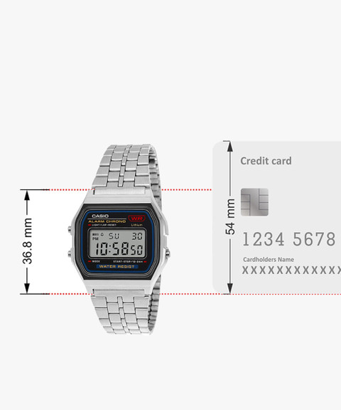 CASIO A159WA-N1DF Vintage Black Dial Silver Stainless Steel Band