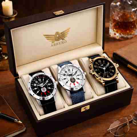 ABREXO Abx8010-Combo Watch Trending Stylish Synthetic Strap Combo