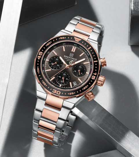 NAVIFORCE 8049 Unique temperament Silver Rosegold bracelet strap