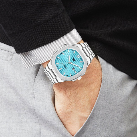 ABREXO Abx4568-Sky Blue Nautilus Date Working Square Blue Dial