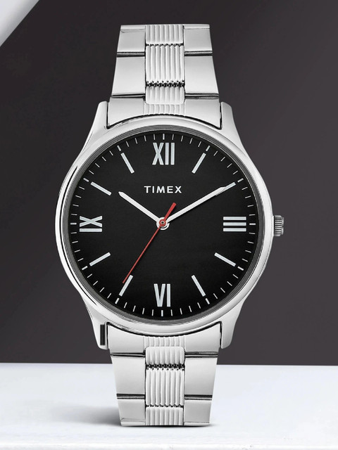 Timex Black Stainless Steel Watch TIMEX Black Dial Stainless Steel