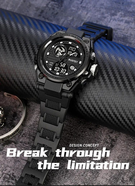 RUSTET 2031 50m Waterproof Dual-Time Multifunction 12H 24H