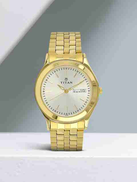Titan Men's Silver Dial Gold Steel Strap Watch - Image 5