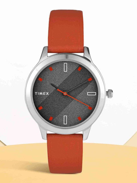 TIMEX Grey Dial Genuine Leather Strap Analog Watch For Women