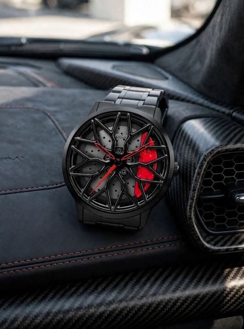 RSM Car Wheel Design Analog Watch for Men - Red - Image 6