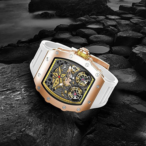 OVERFLY Double Tourbillon Automatic Skeleton Mechanical Flywheel