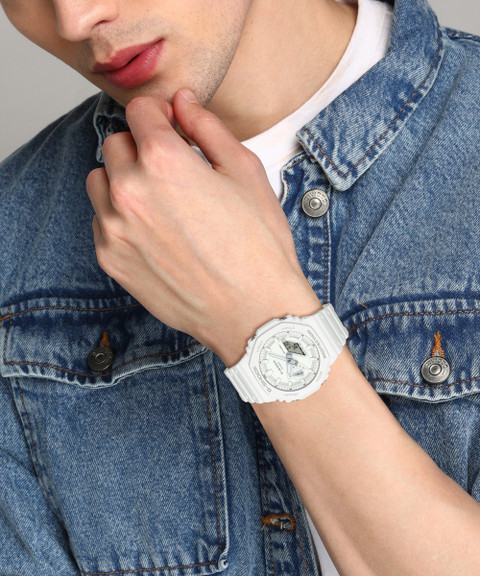 CASIO GA-2100-7A7DR G-SHOCK White Dial White Resin Strap Analog